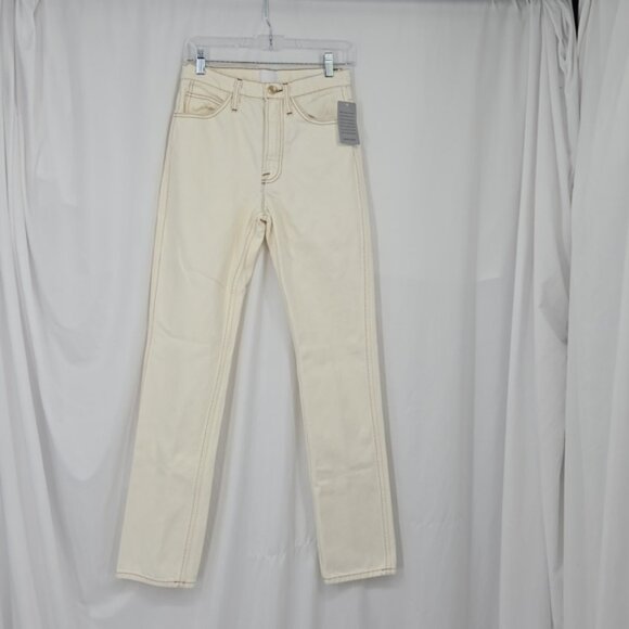 Frame Denim Le Italien High-Waist Ankle True Straight Jeans Blanco Cream Size 25 - Picture 1 of 11